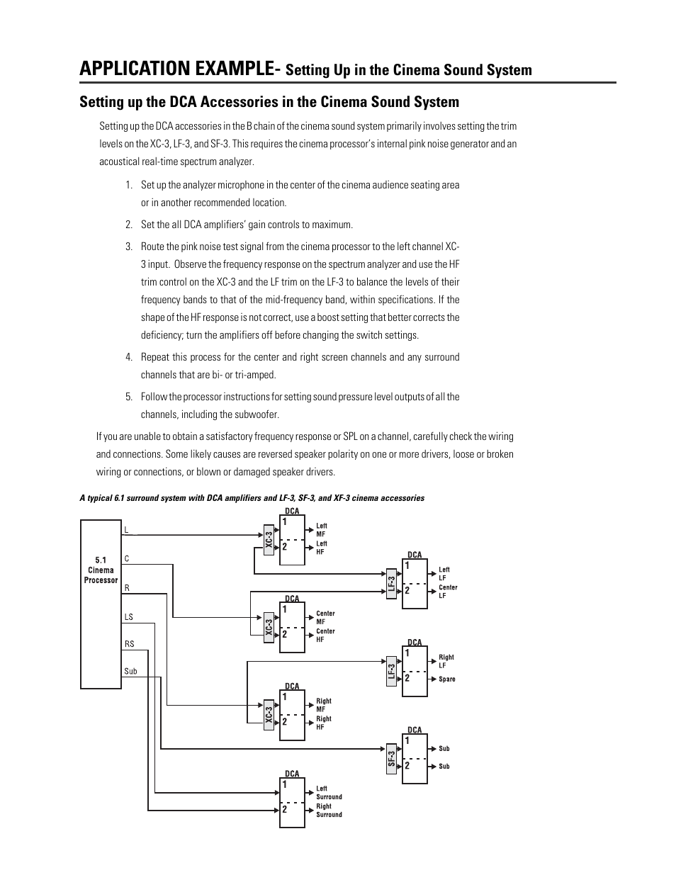 Application example, Setting up in the cinema sound system | QSC Audio DCA Series User Manual | Page 13 / 16