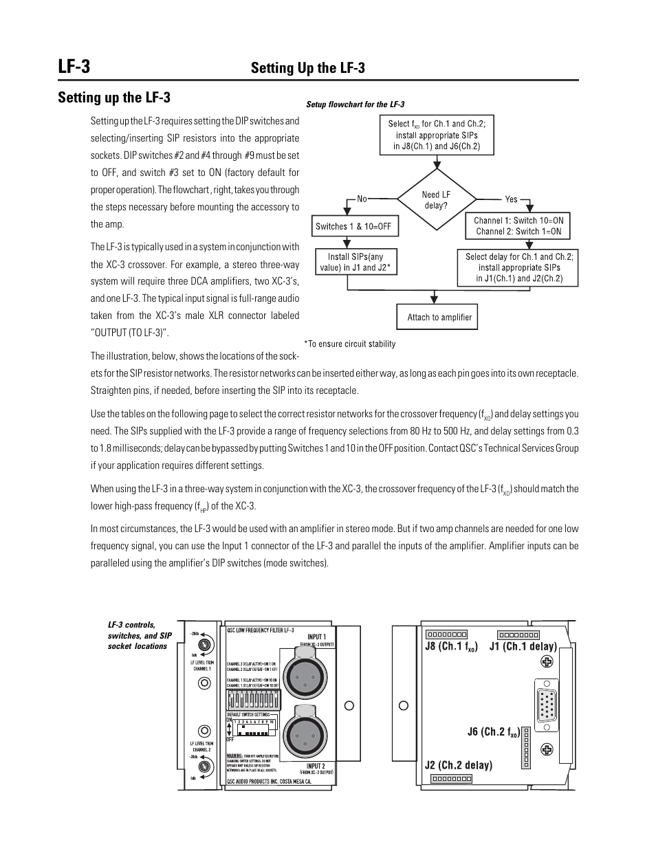 Lf-3, Setting up the lf-3 setting up the lf-3 | QSC Audio DCA Series User Manual | Page 8 / 16