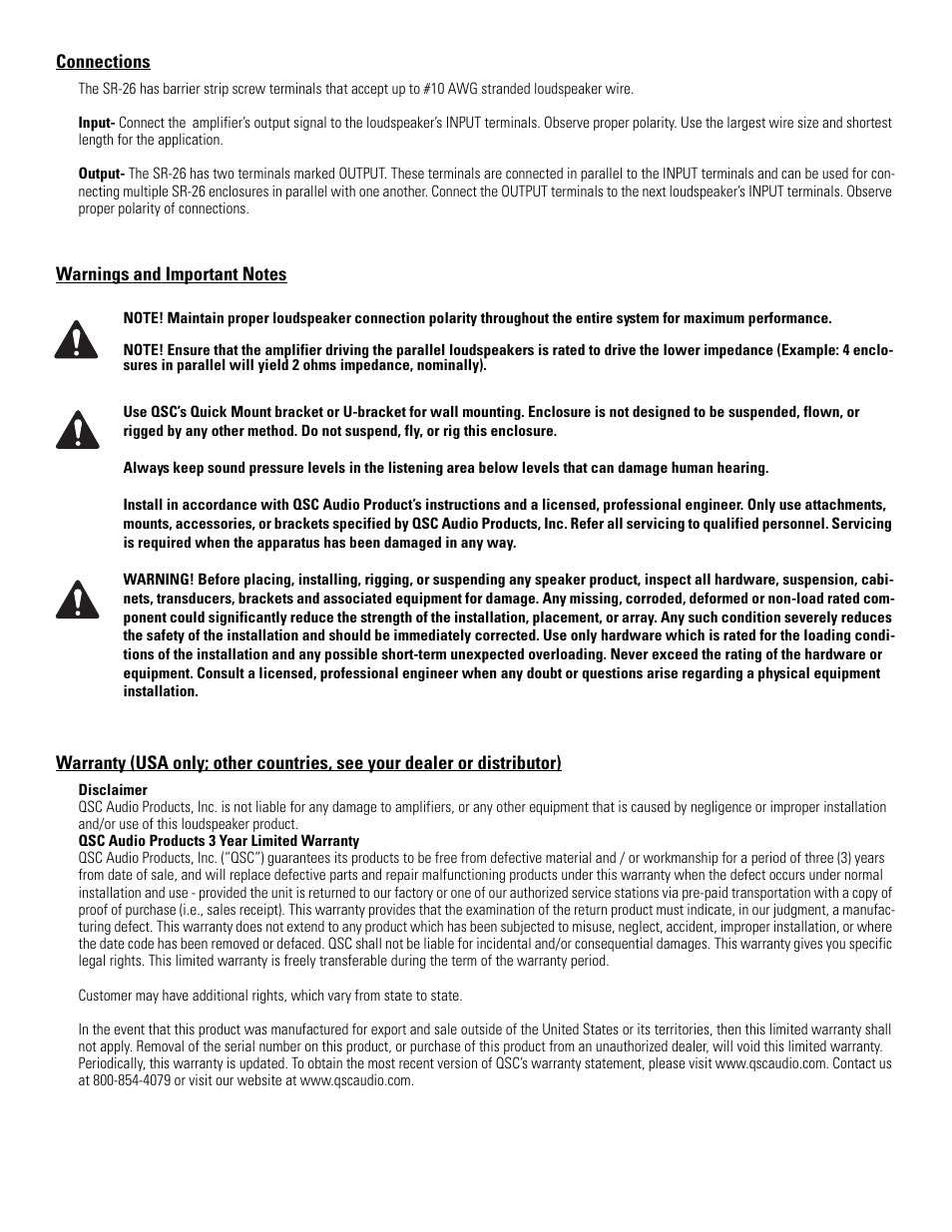 QSC Audio SR-26 User Manual | Page 2 / 10