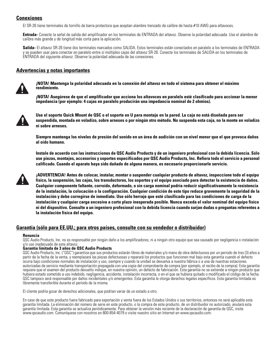 QSC Audio SR-26 User Manual | Page 4 / 10