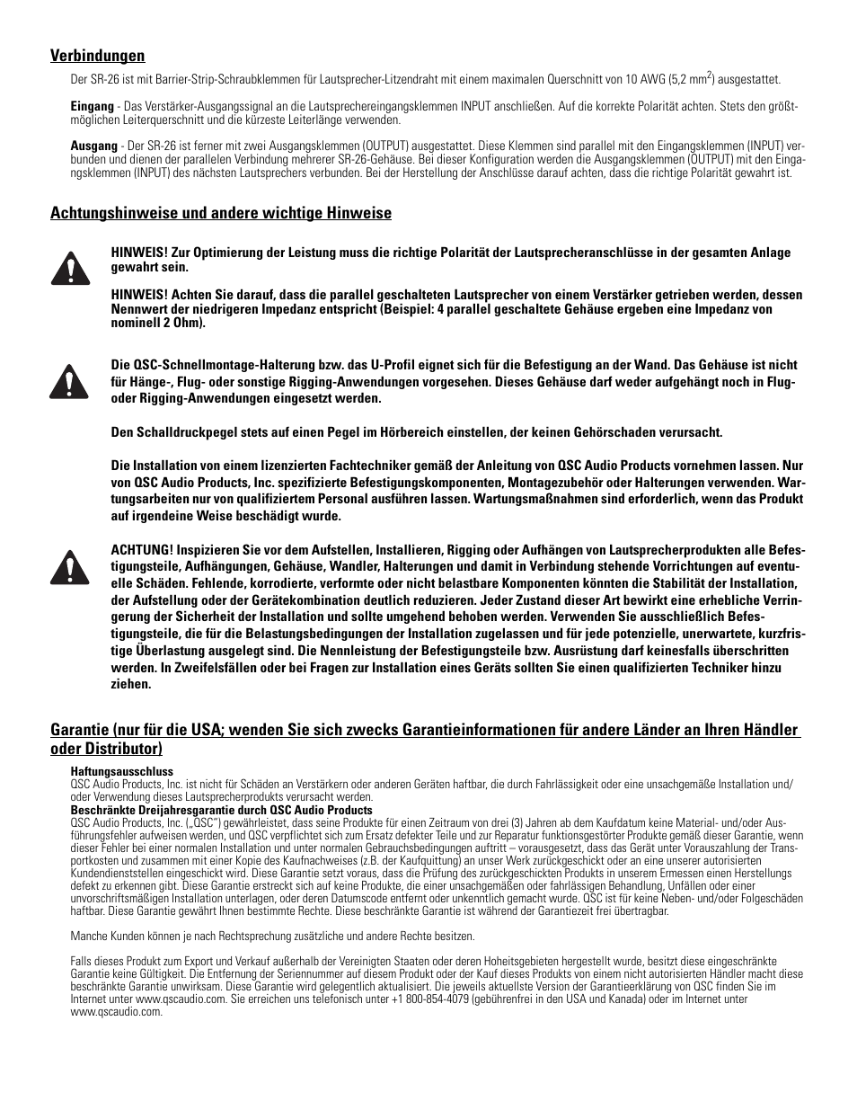 QSC Audio SR-26 User Manual | Page 8 / 10