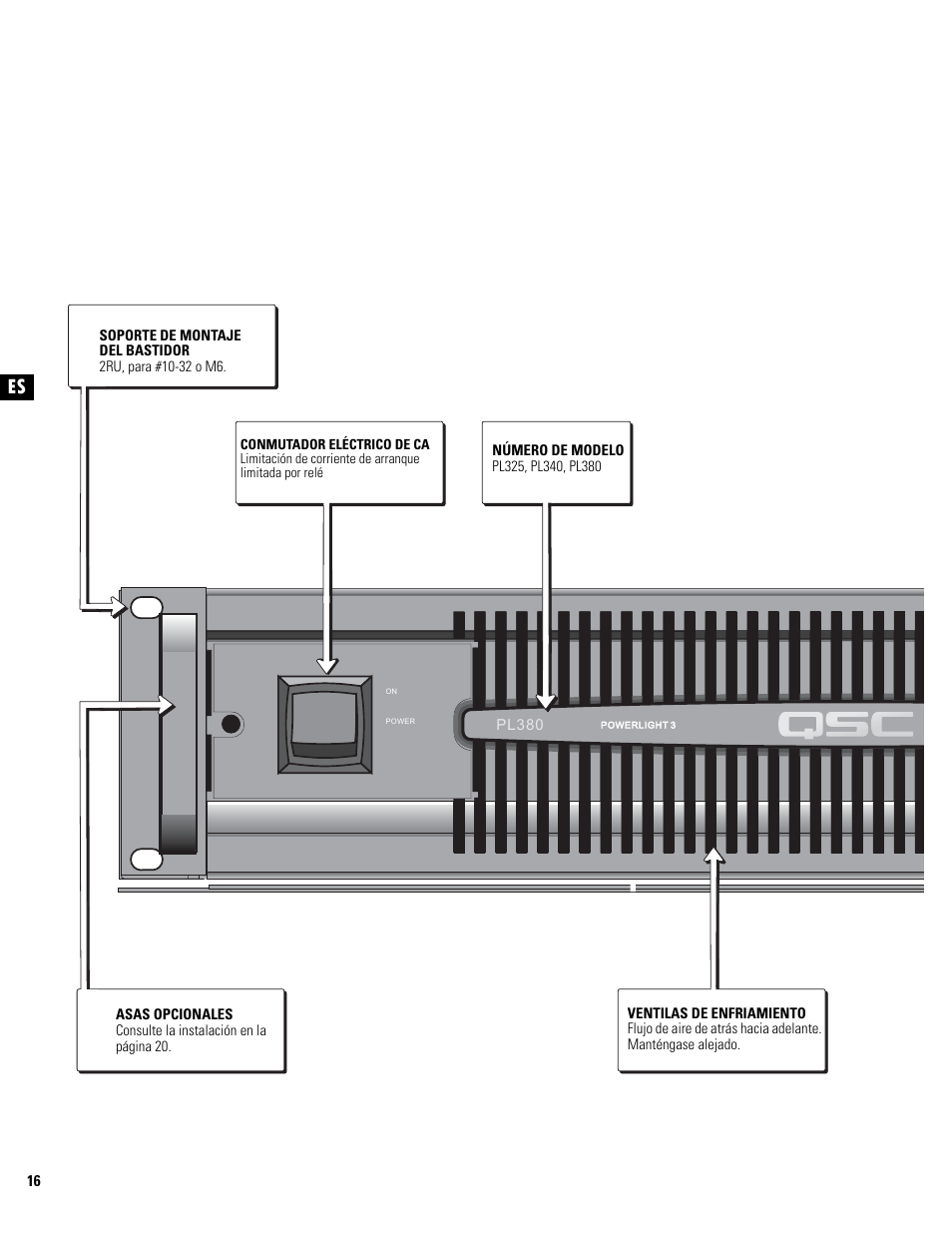 QSC Audio PL325 User Manual | Page 16 / 60