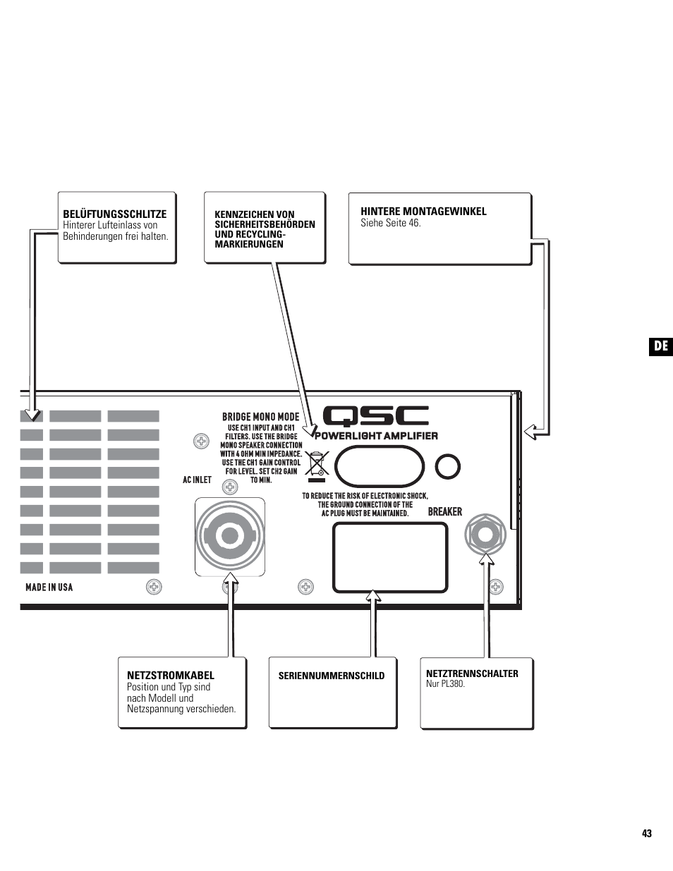 QSC Audio PL325 User Manual | Page 43 / 60