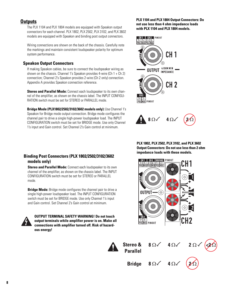 Outputs | QSC Audio PLX 1804 User Manual | Page 8 / 16