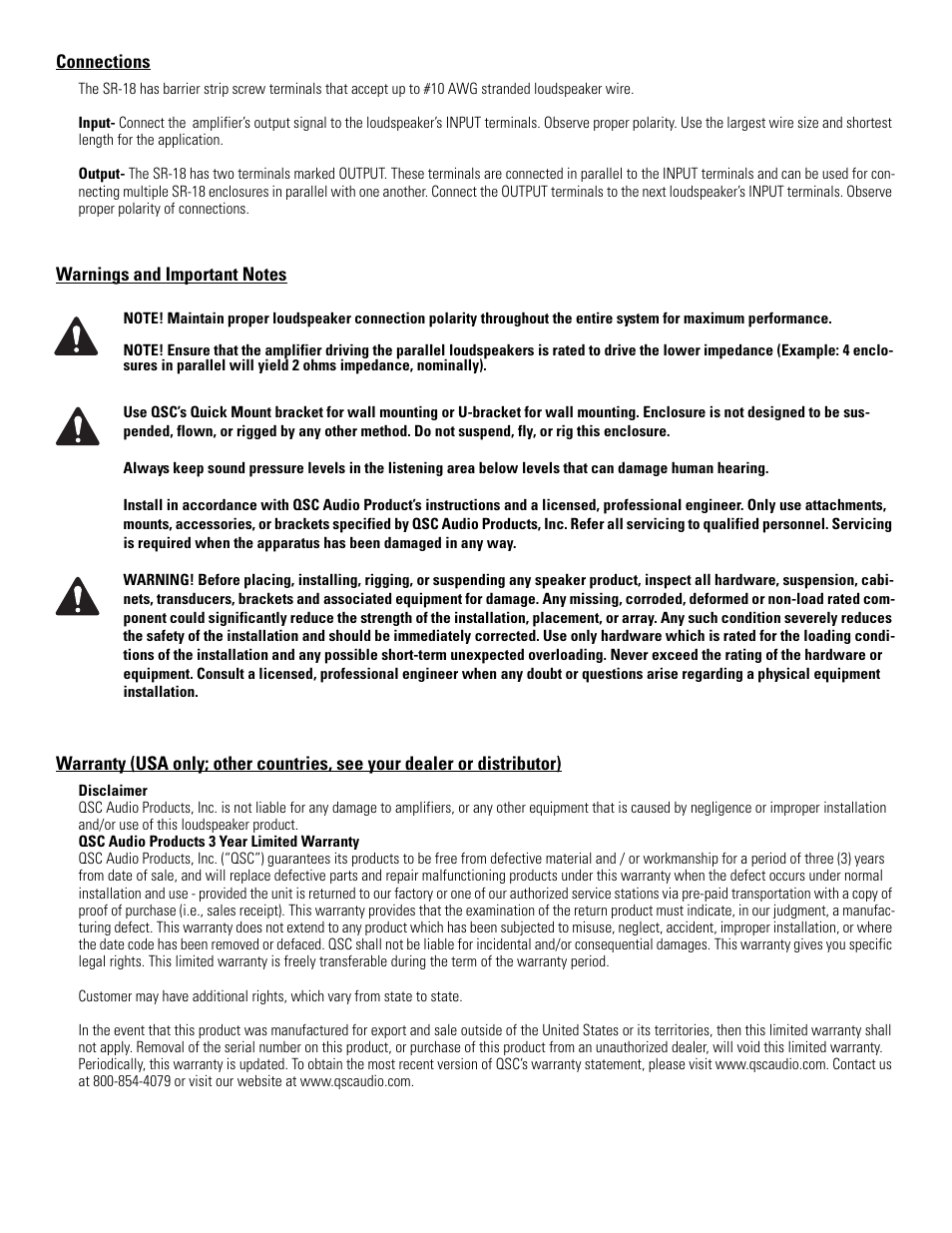 QSC Audio SR-18 User Manual | Page 2 / 10