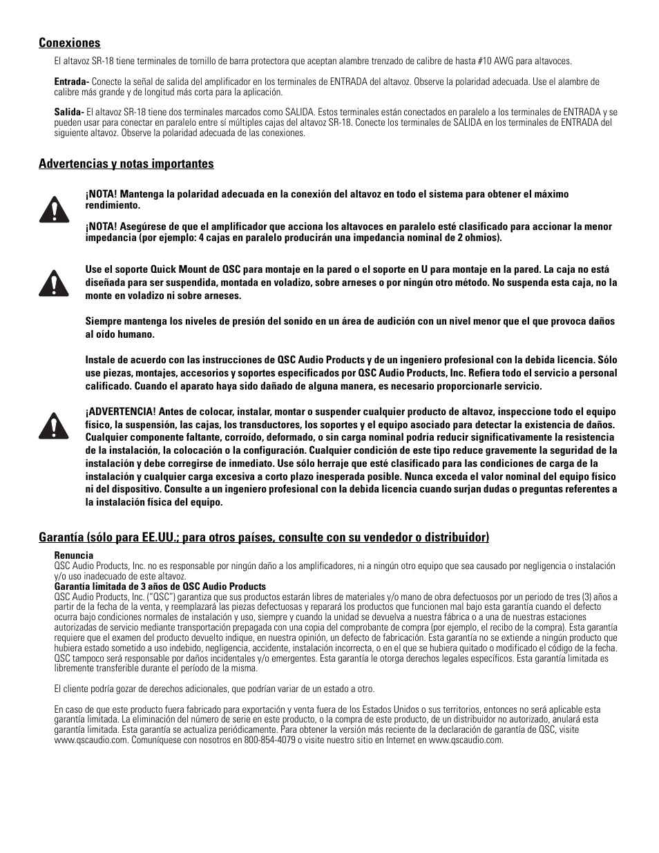 QSC Audio SR-18 User Manual | Page 4 / 10