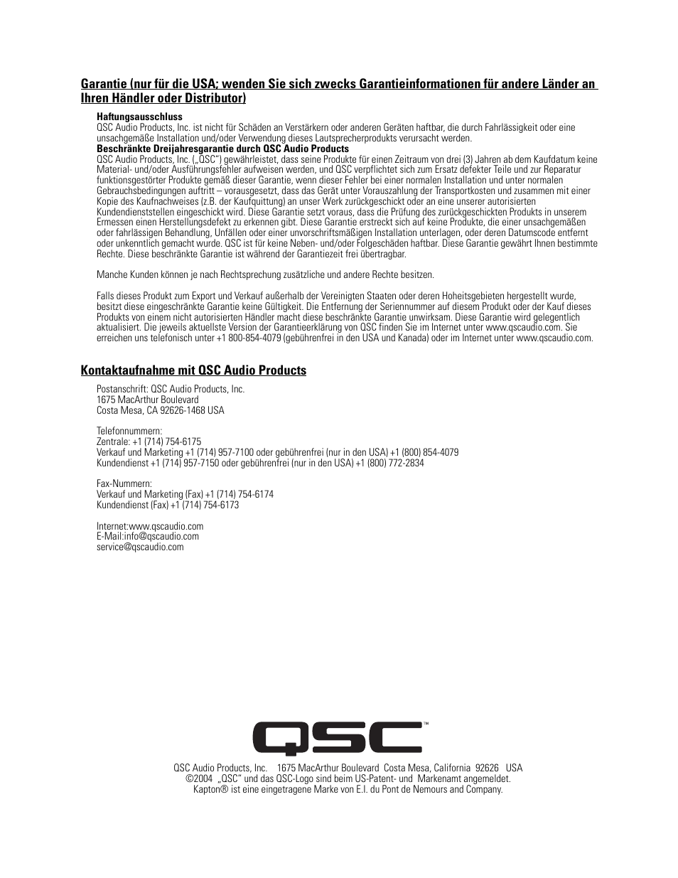 QSC Audio SC-322X User Manual | Page 23 / 27