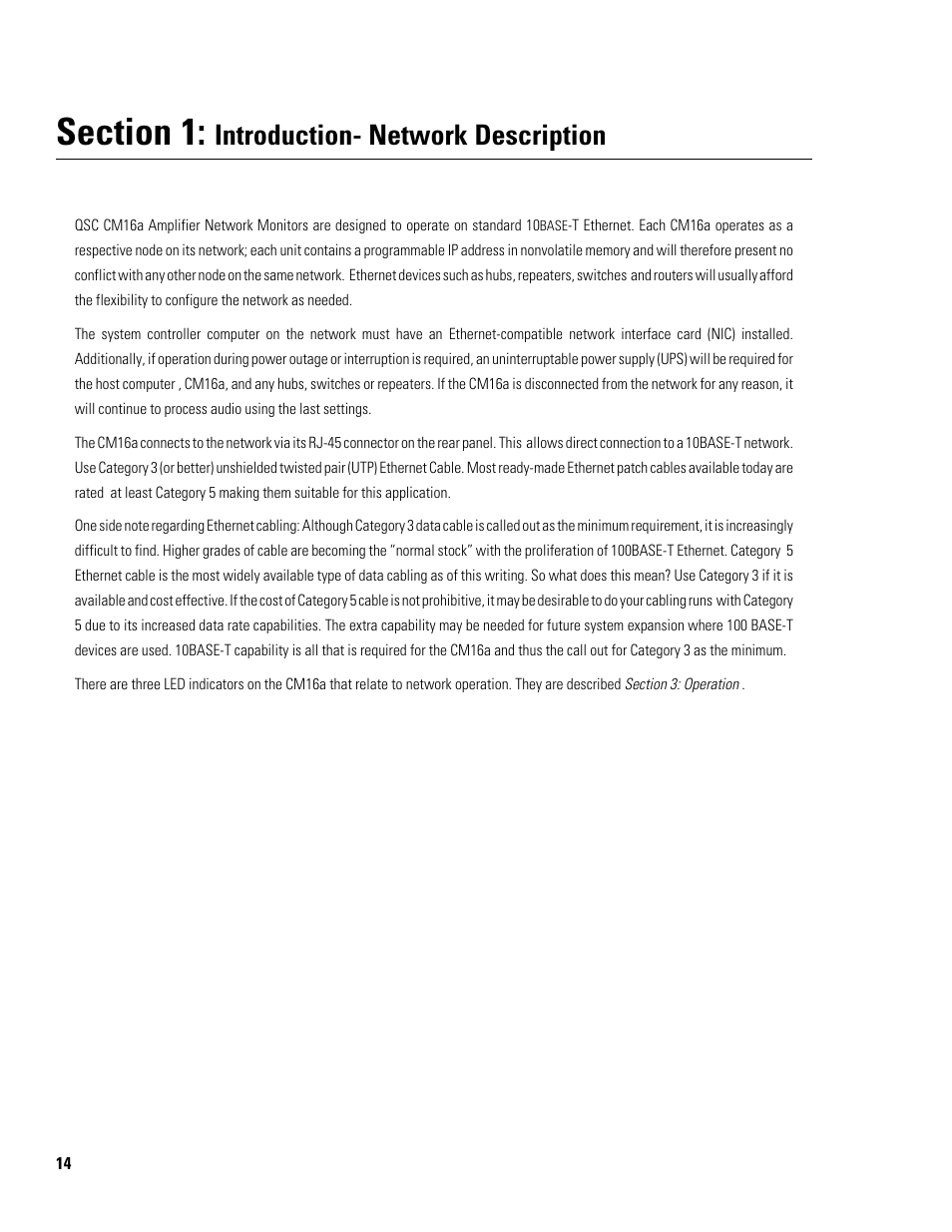 Introduction- network description | QSC Audio CM16a User Manual | Page 14 / 40