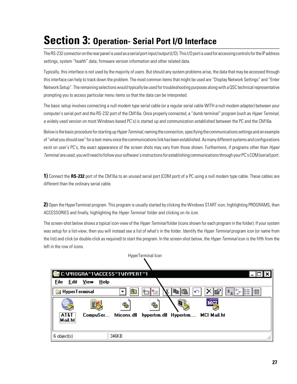 Operation- serial port i/o interface | QSC Audio CM16a User Manual | Page 27 / 40