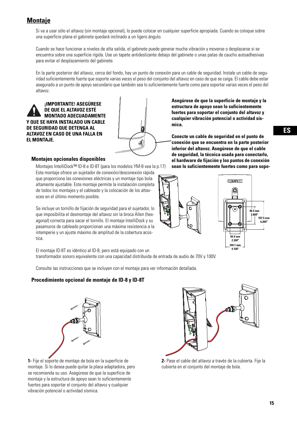 Montaje | QSC Audio AD-S82H User Manual | Page 15 / 44