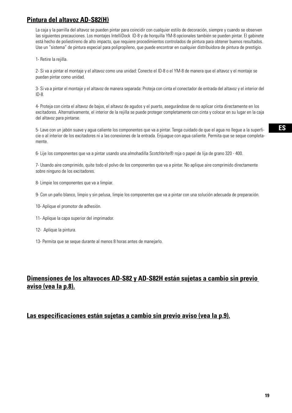 Pintura del altavoz ad-s82(h) | QSC Audio AD-S82H User Manual | Page 19 / 44