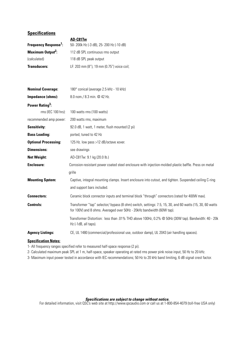 QSC Audio AD-C81Tw User Manual | Page 6 / 8