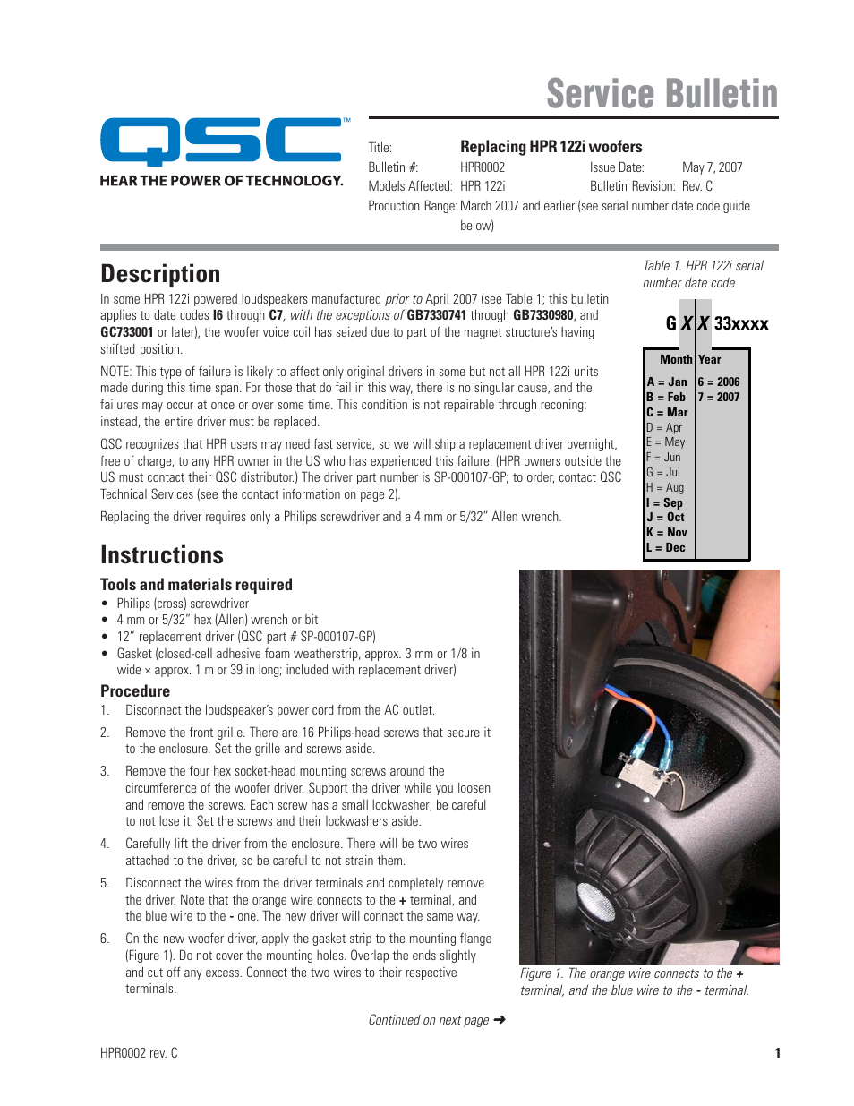 QSC Audio HPR0002 User Manual | 2 pages