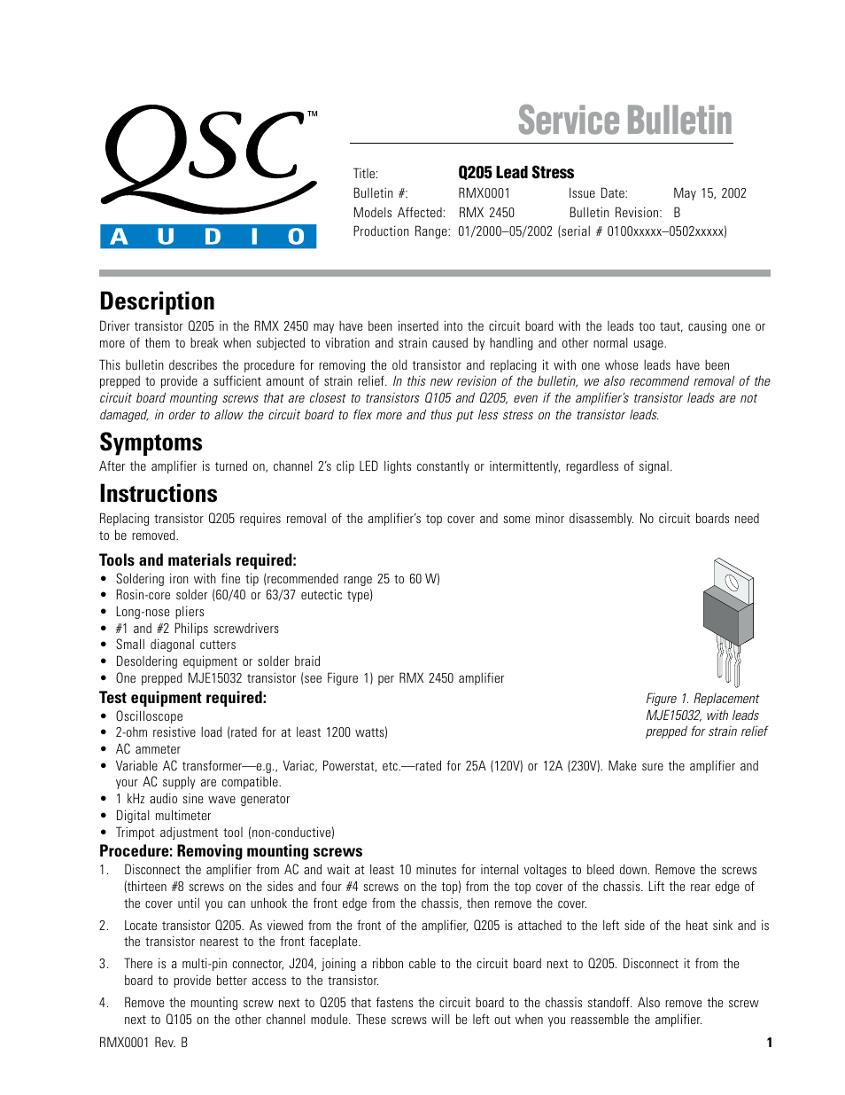 QSC Audio Q205 User Manual | 2 pages