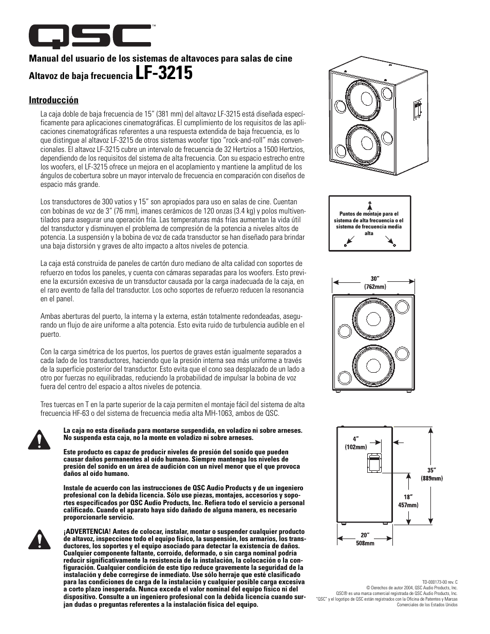 Lf-3215, Introducción | QSC Audio LF-3215 User Manual | Page 5 / 20