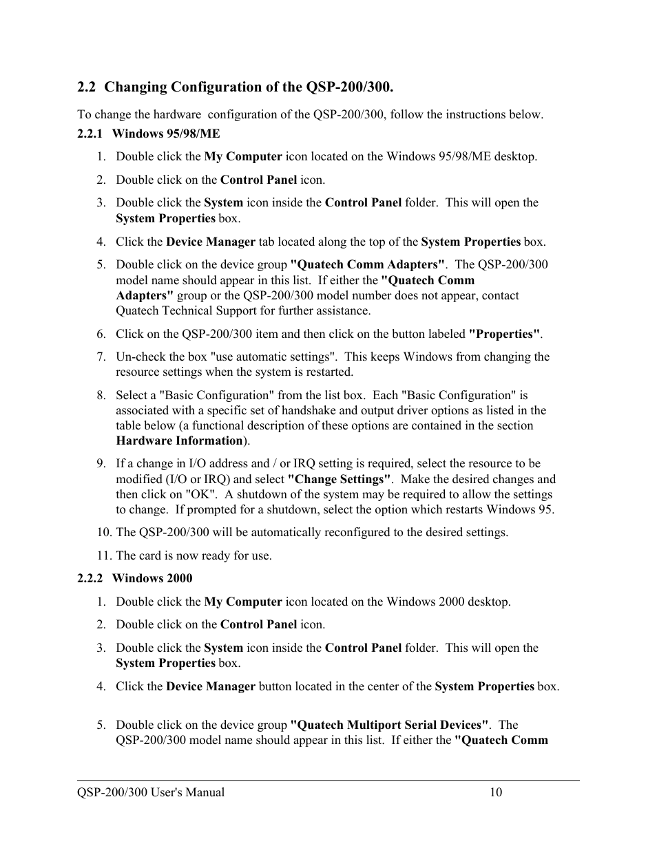 Quatech QSP-200/300 User Manual | Page 16 / 49