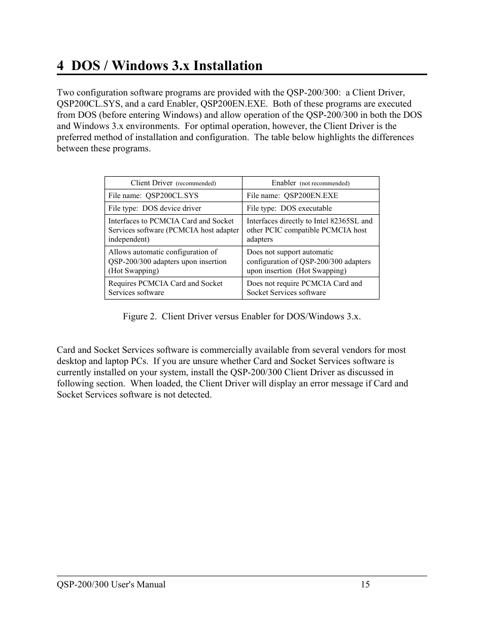 4 dos / windows 3.x installation | Quatech QSP-200/300 User Manual | Page 21 / 49
