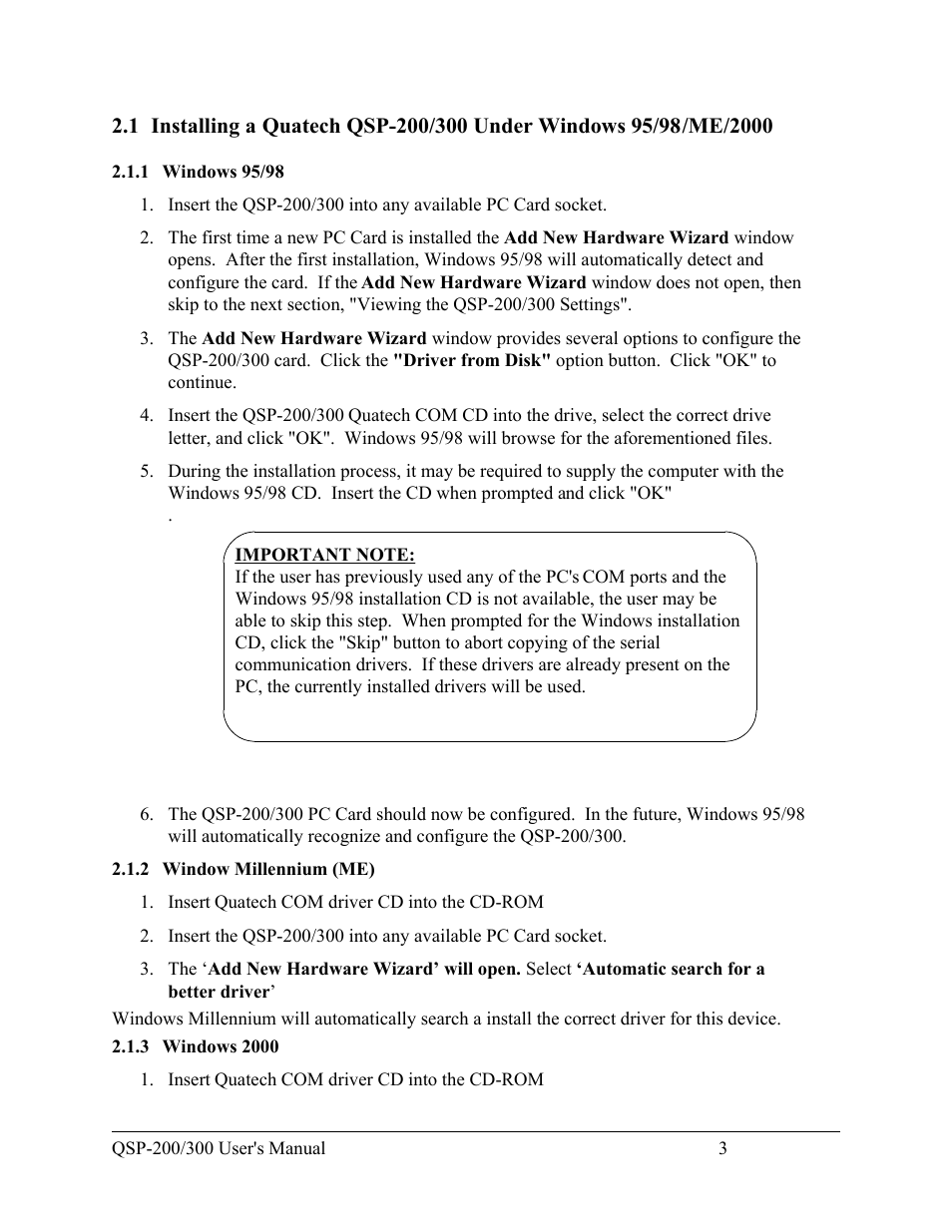 Quatech QSP-200/300 User Manual | Page 9 / 49