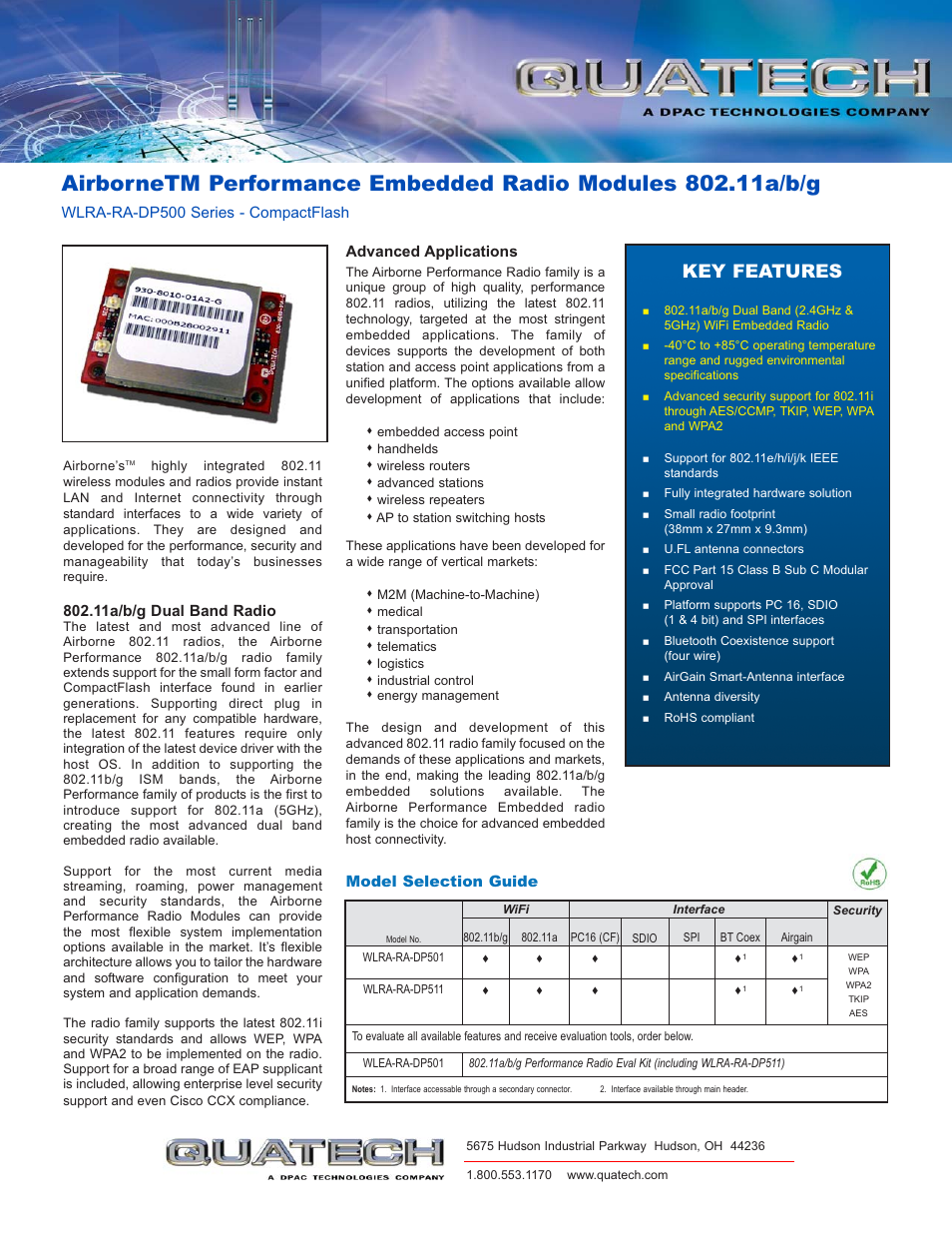 Quatech WLEA-RA-DP501 User Manual | 2 pages