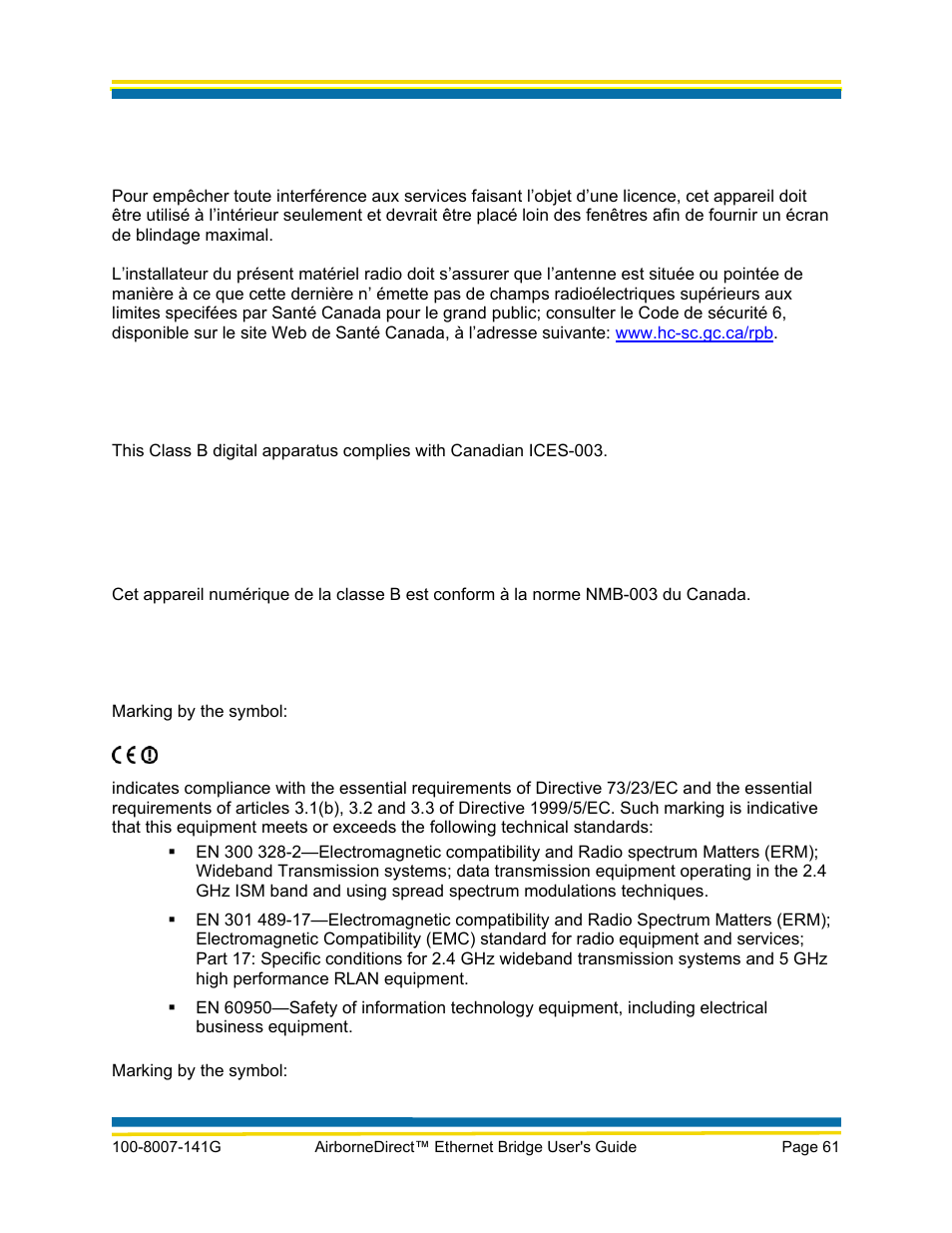 European community—ce notice | Quatech AirborneDirect WLNG-ET Series User Manual | Page 67 / 77