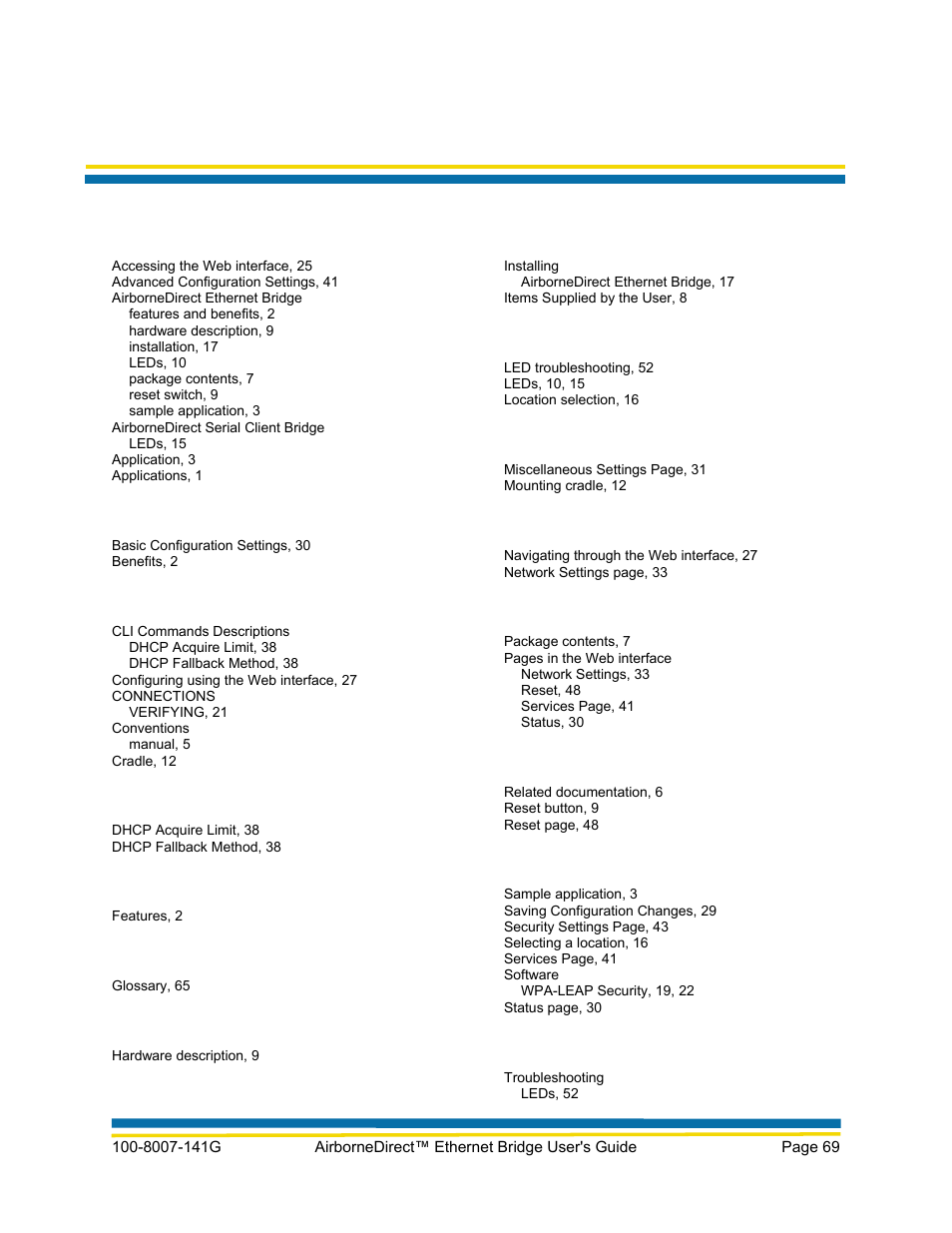 Index | Quatech AirborneDirect WLNG-ET Series User Manual | Page 75 / 77