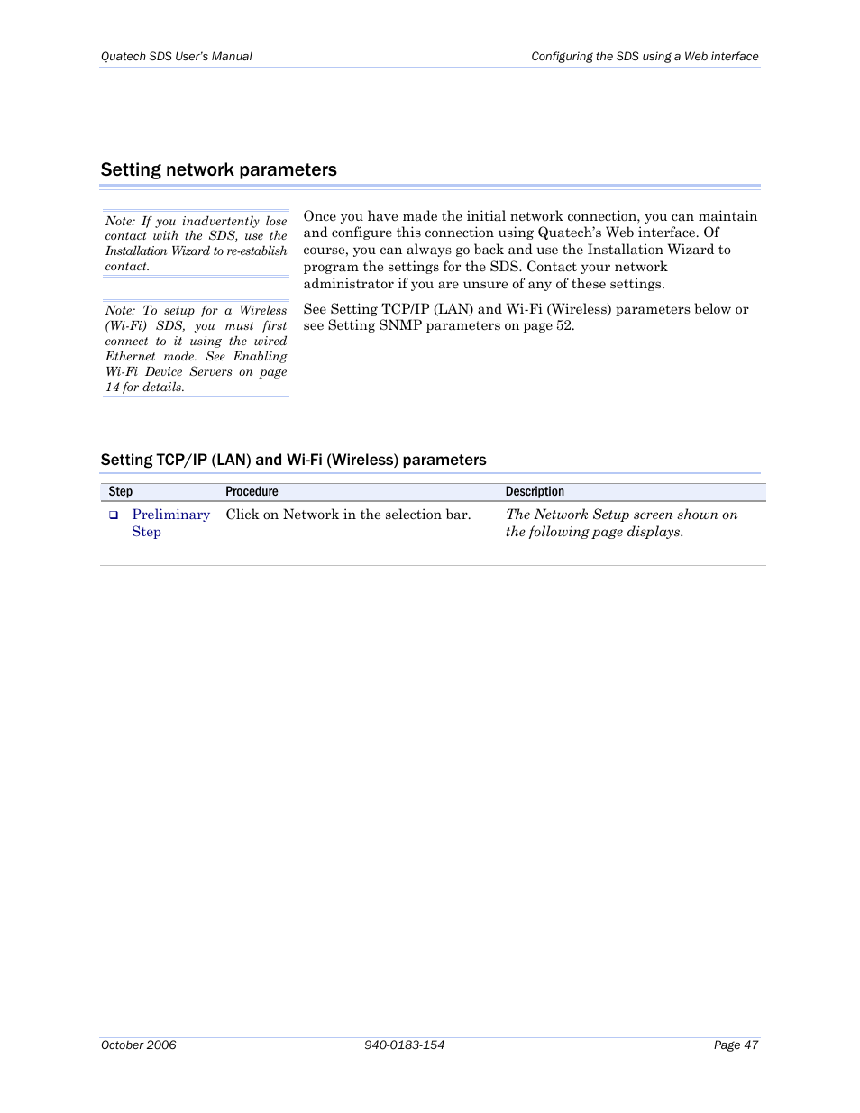 Setting network parameters | Quatech Device Server User Manual | Page 53 / 98