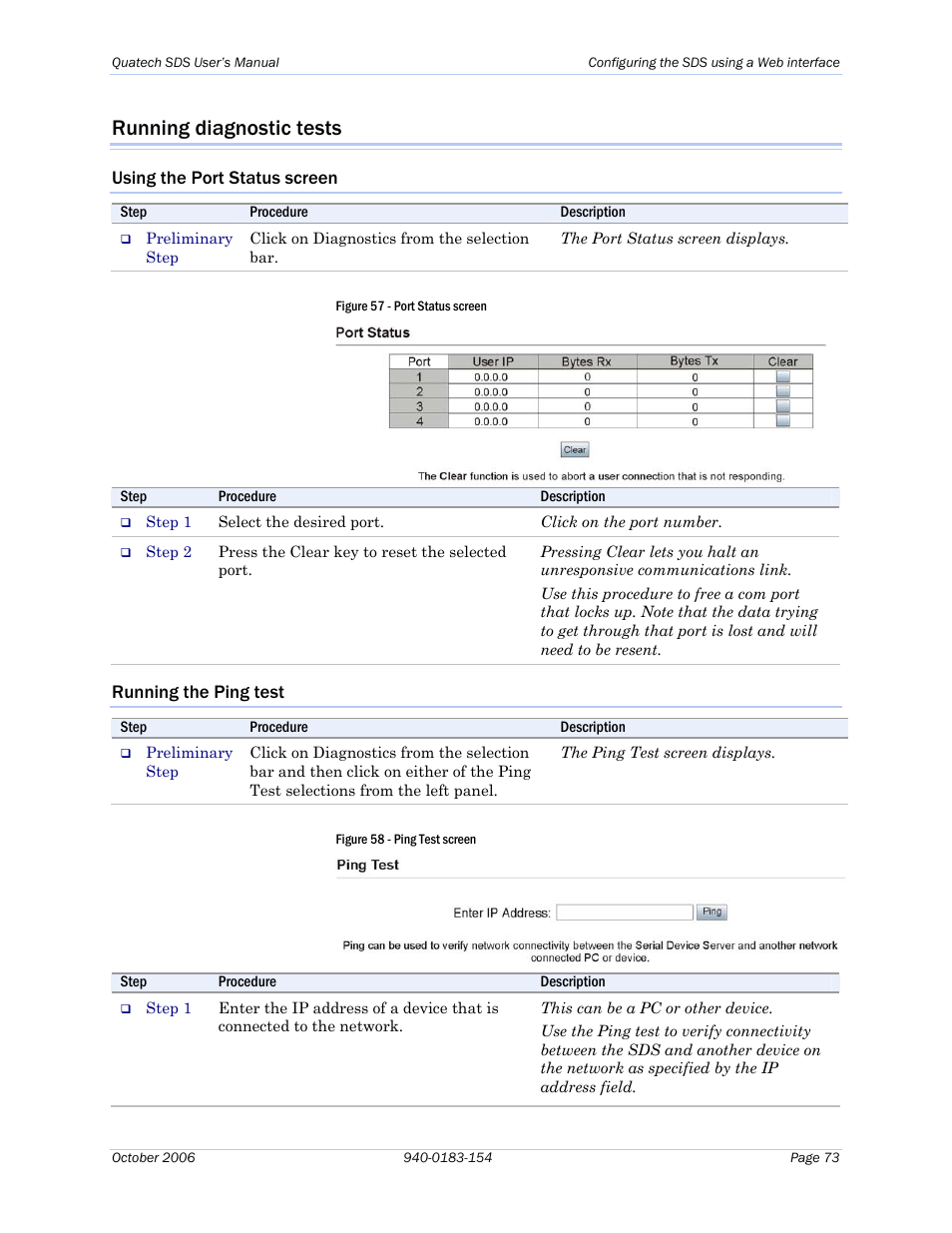 Running diagnostic tests | Quatech Device Server User Manual | Page 79 / 98