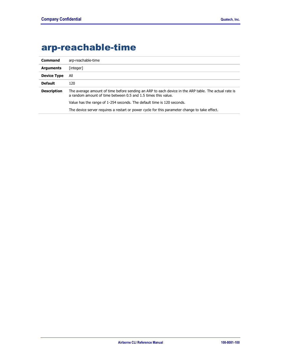 Arp-reachable-time | Quatech WLNG-ET-DP500 Series User Manual | Page 100 / 120