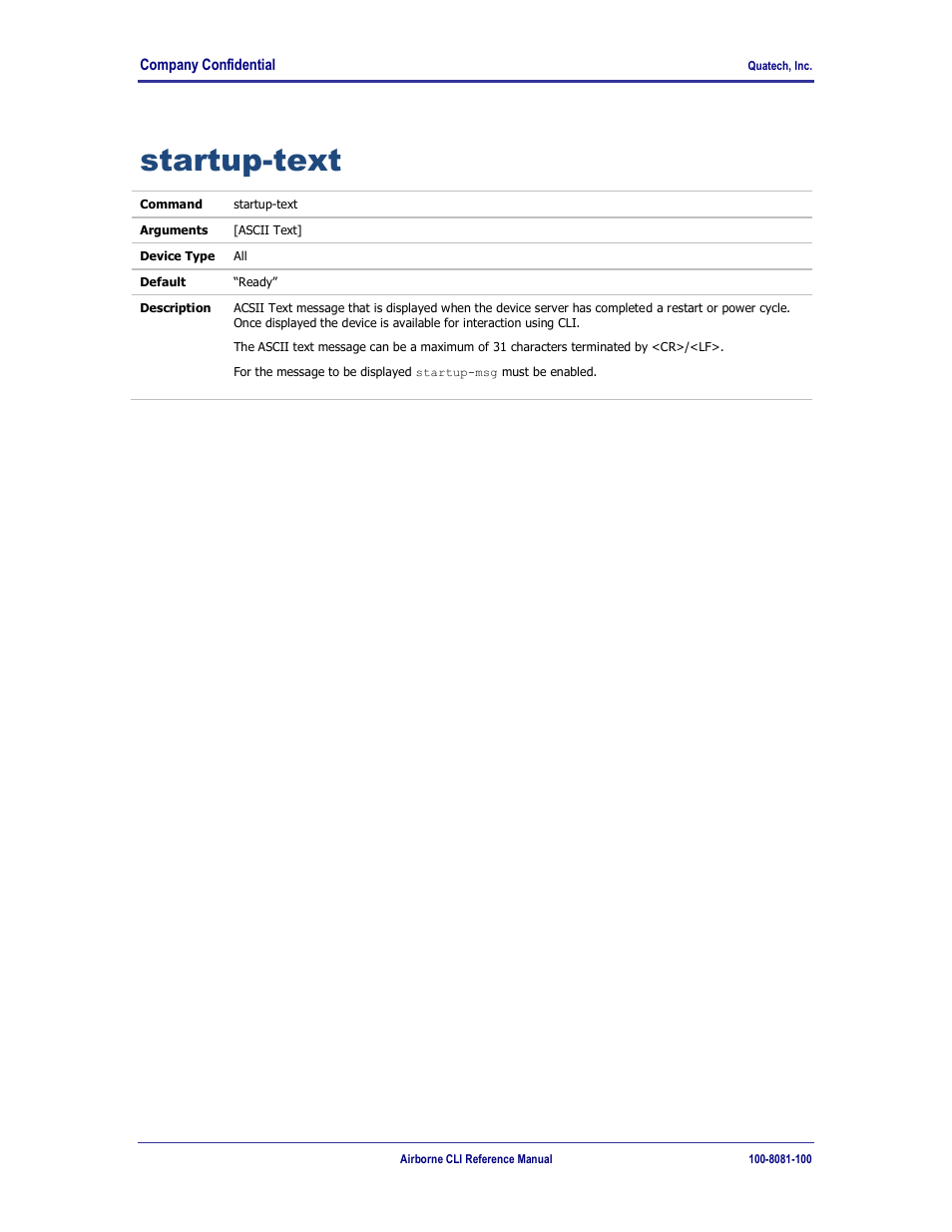 Startup-text | Quatech WLNG-ET-DP500 Series User Manual | Page 108 / 120