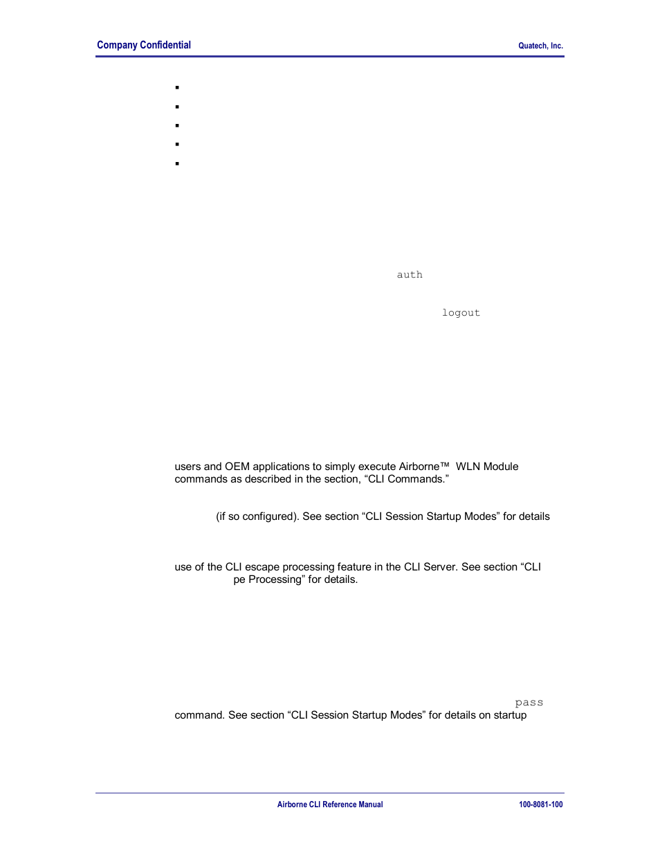 Cli session modes, Cli mode, Pass mode | Quatech WLNG-ET-DP500 Series User Manual | Page 18 / 120