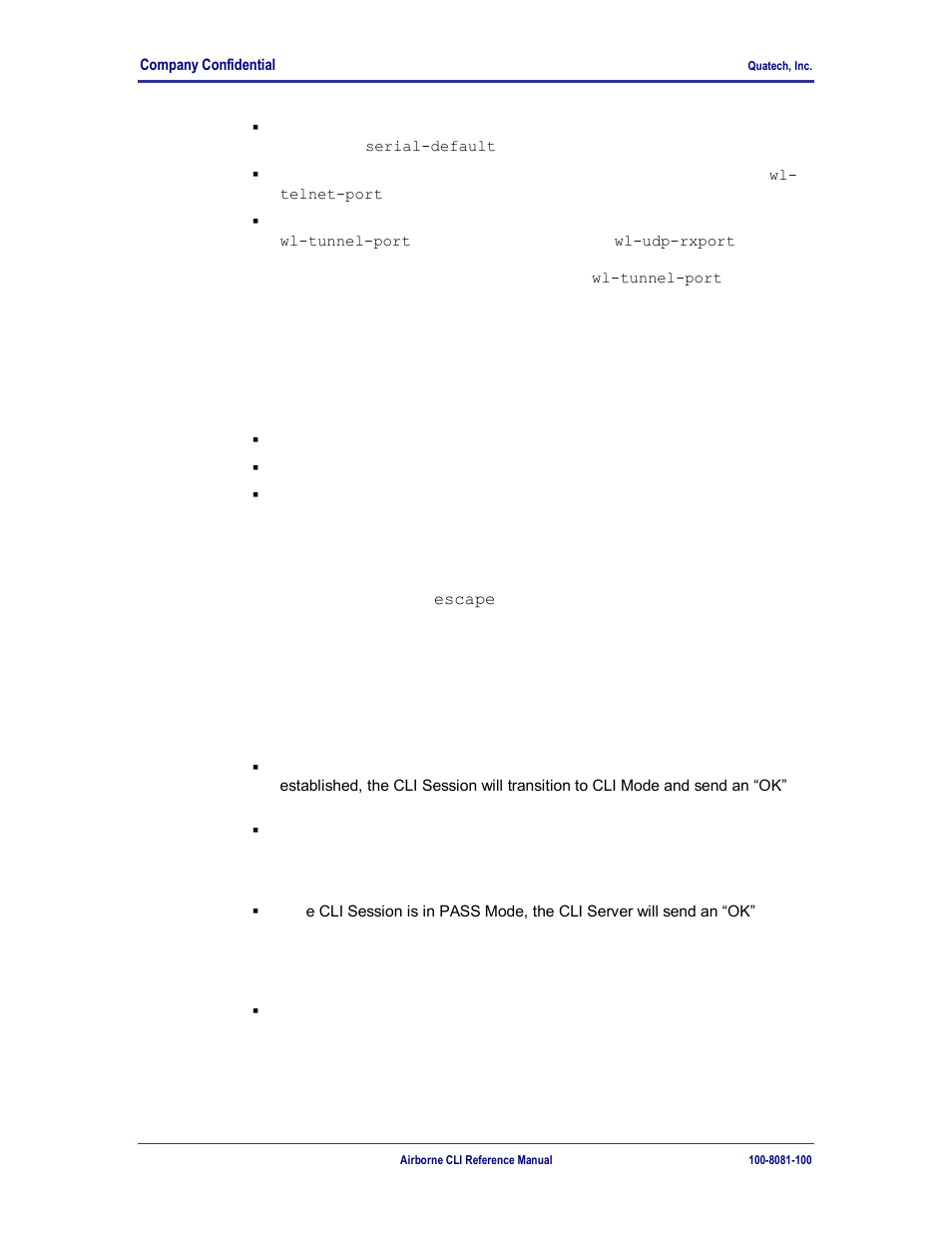 Cli server escape processing, Detecting and executing the escape sequence | Quatech WLNG-ET-DP500 Series User Manual | Page 20 / 120