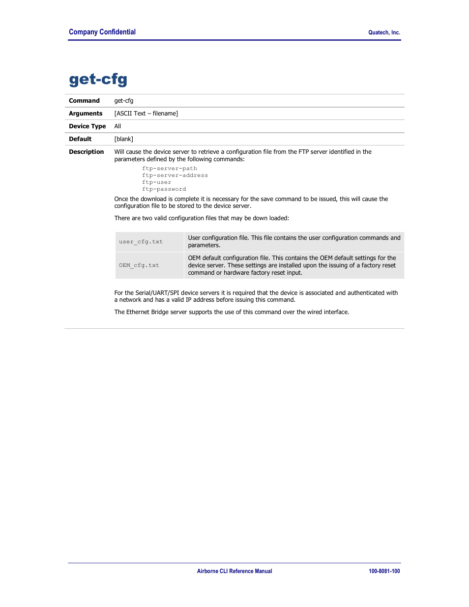 Get-cfg | Quatech WLNG-ET-DP500 Series User Manual | Page 54 / 120