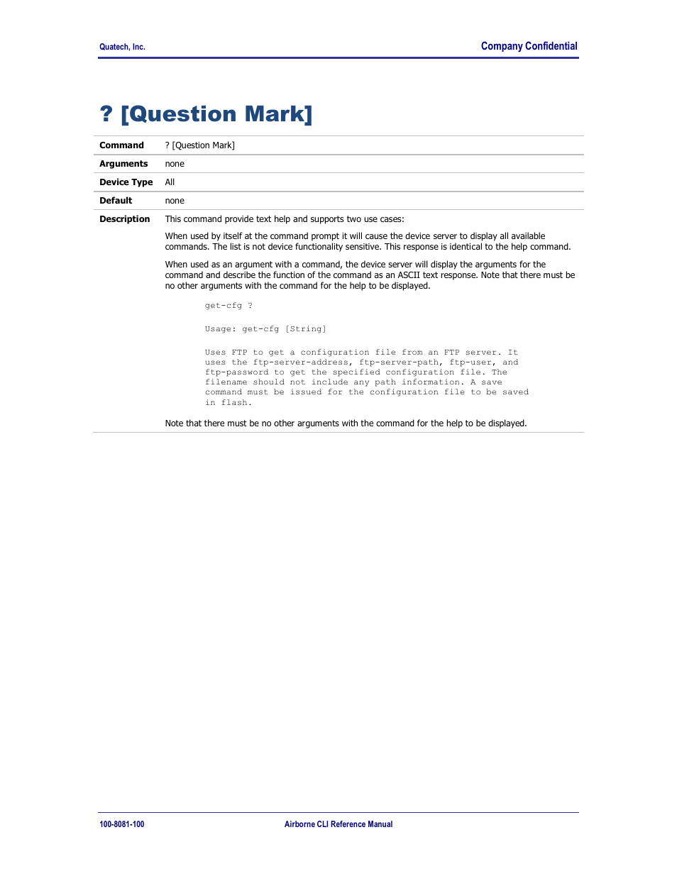 Question mark | Quatech WLNG-ET-DP500 Series User Manual | Page 65 / 120