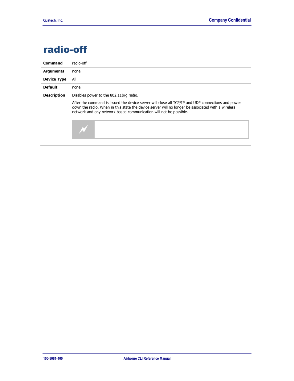 Radio-off | Quatech WLNG-ET-DP500 Series User Manual | Page 81 / 120