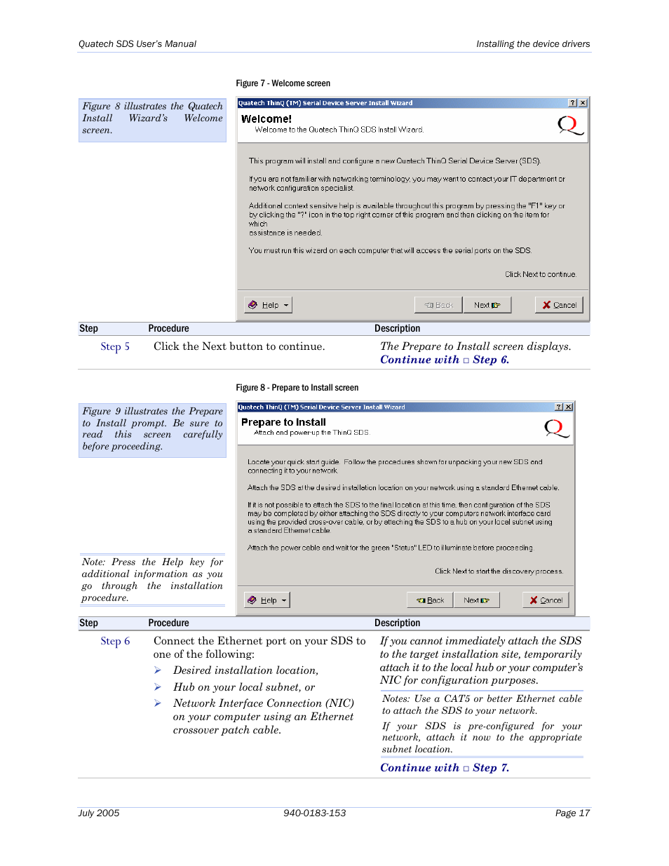 Figure 7 - welcome screen, Figure 8 - prepare to install screen | Quatech Serial Device Server User Manual | Page 23 / 98