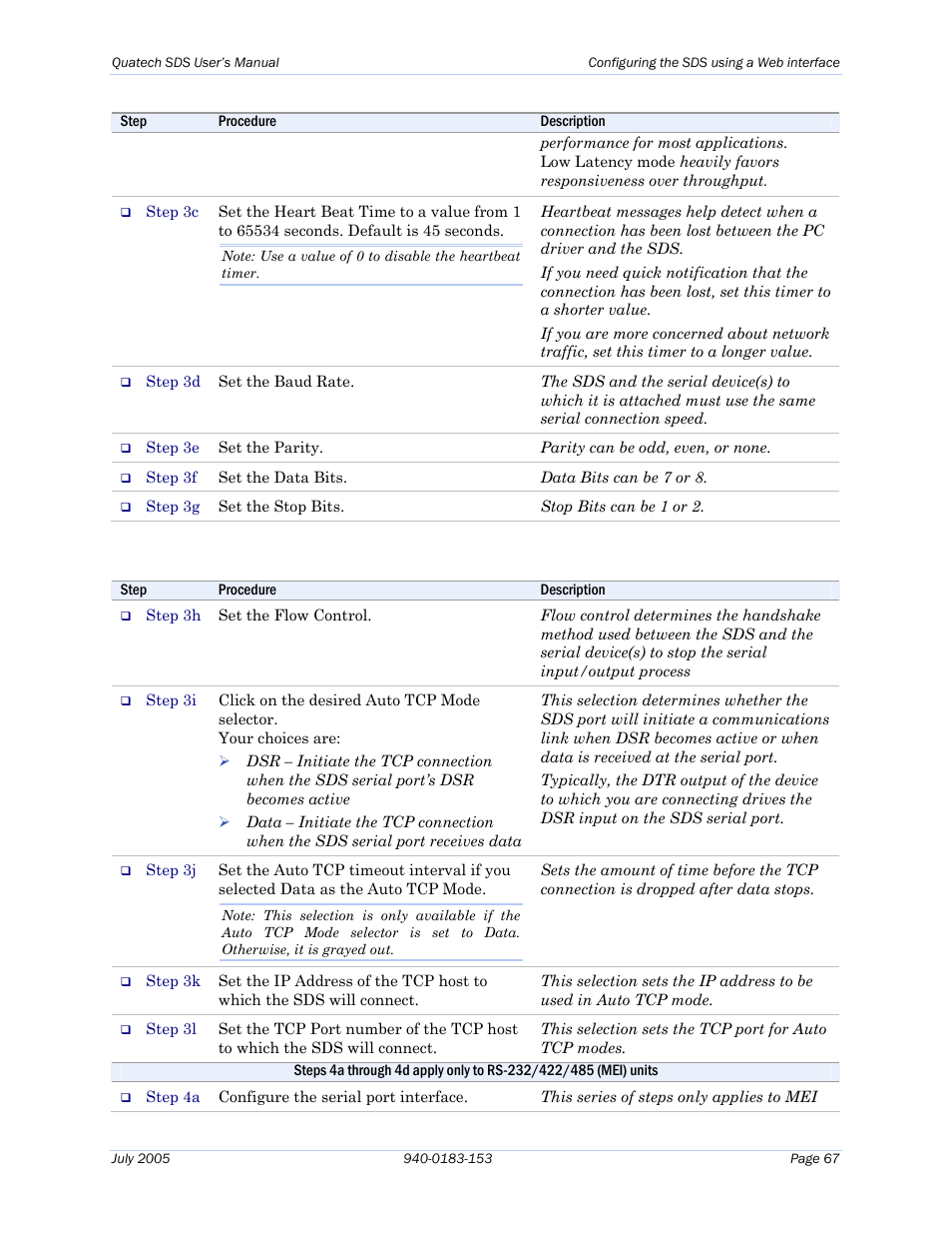 Setting raw udp operating mode parameters | Quatech Serial Device Server User Manual | Page 73 / 98