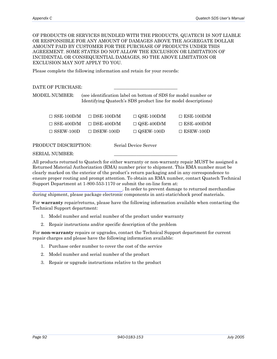 Quatech Serial Device Server User Manual | Page 98 / 98