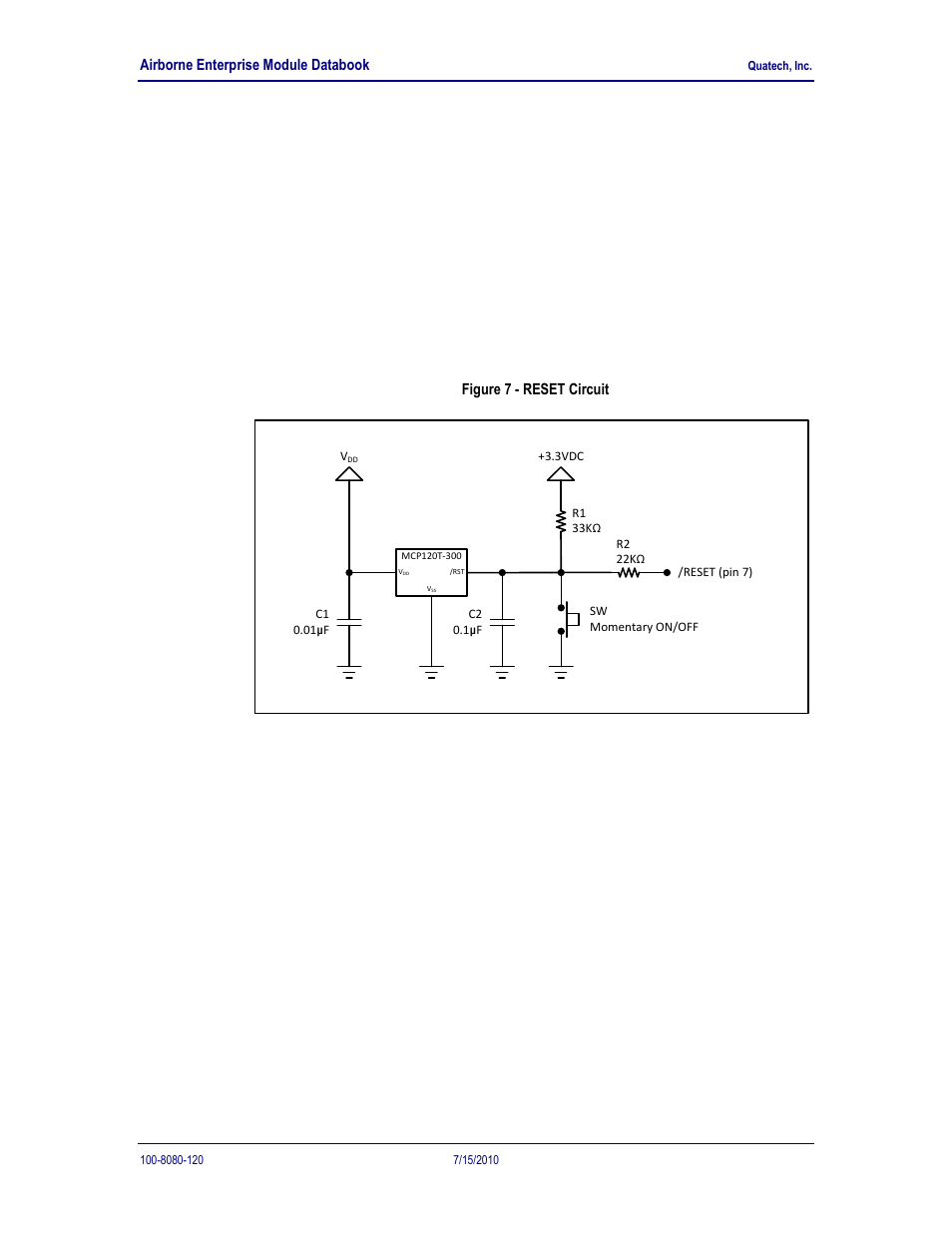 Reference reset circuit, Figure 7 - reset circuit, 1 reference reset circuit | Quatech 802.11B/G User Manual | Page 33 / 40