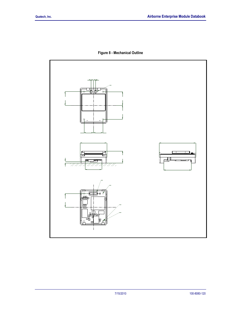 Mechanical outline, Figure 8 - mechanical outline, 0 mechanical outline | Airborne enterprise module databook | Quatech 802.11B/G User Manual | Page 34 / 40