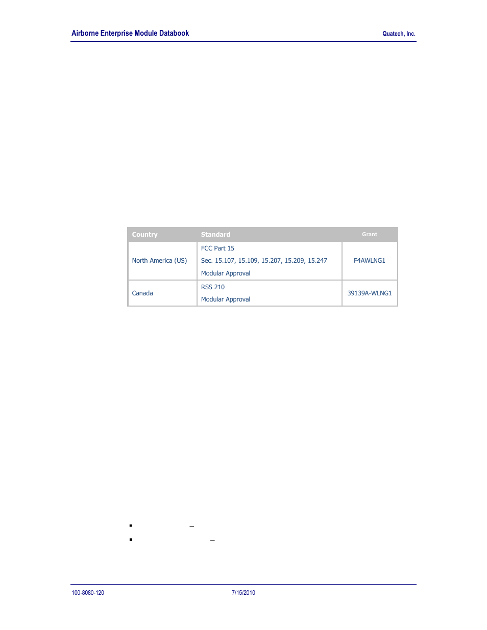 Fcc/ioc modular approval, 4 fcc/ioc modular approval | Quatech 802.11B/G User Manual | Page 37 / 40