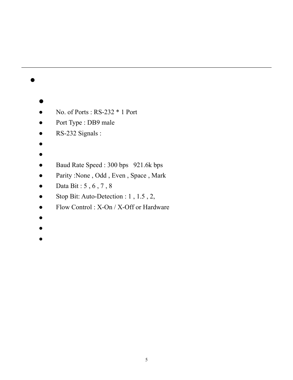 Product specification | Quatech USB to RS-232/422/485 Isolated Converter SSU2-400I User Manual | Page 6 / 24