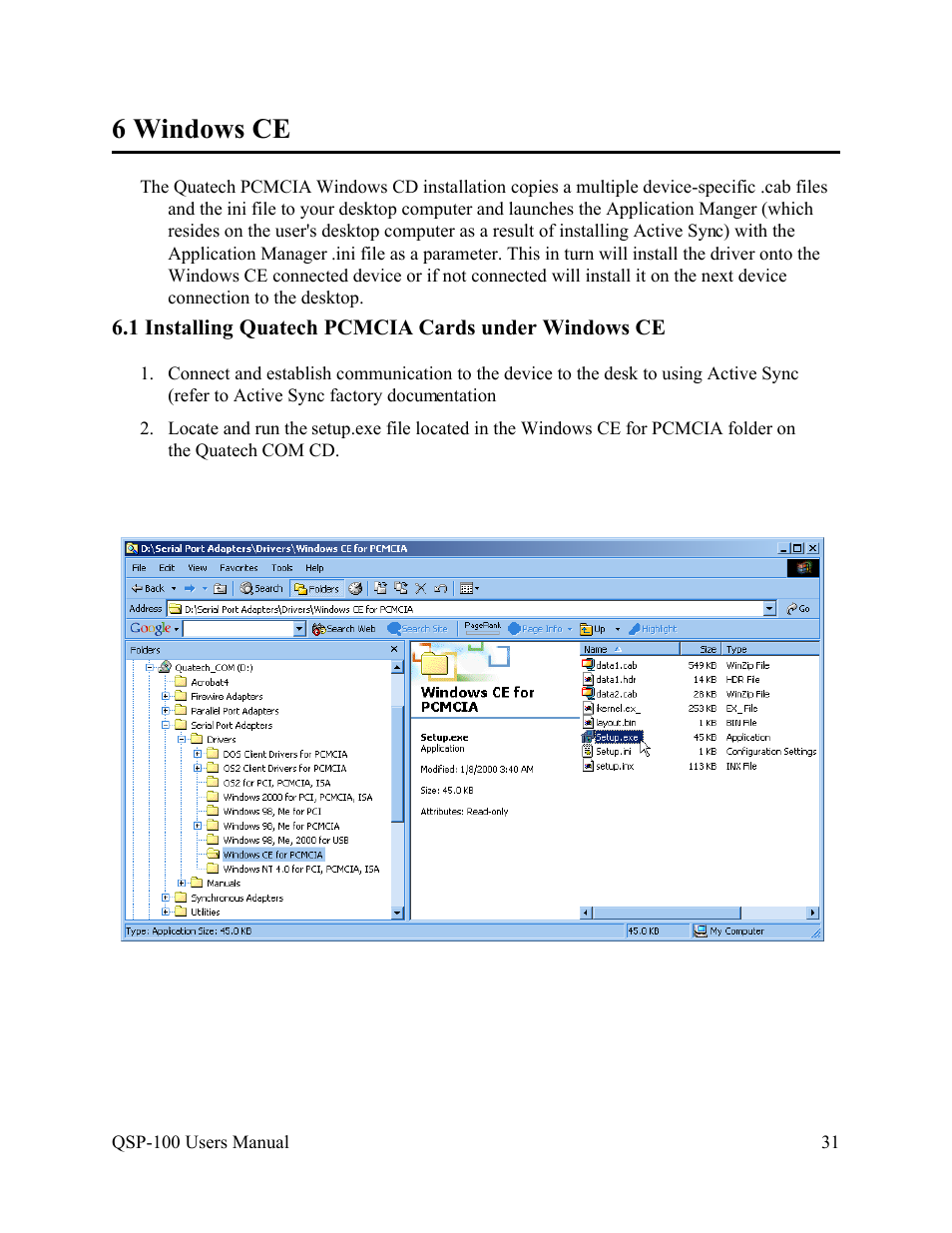 6 windows ce | Quatech QSP-100 User Manual | Page 34 / 40