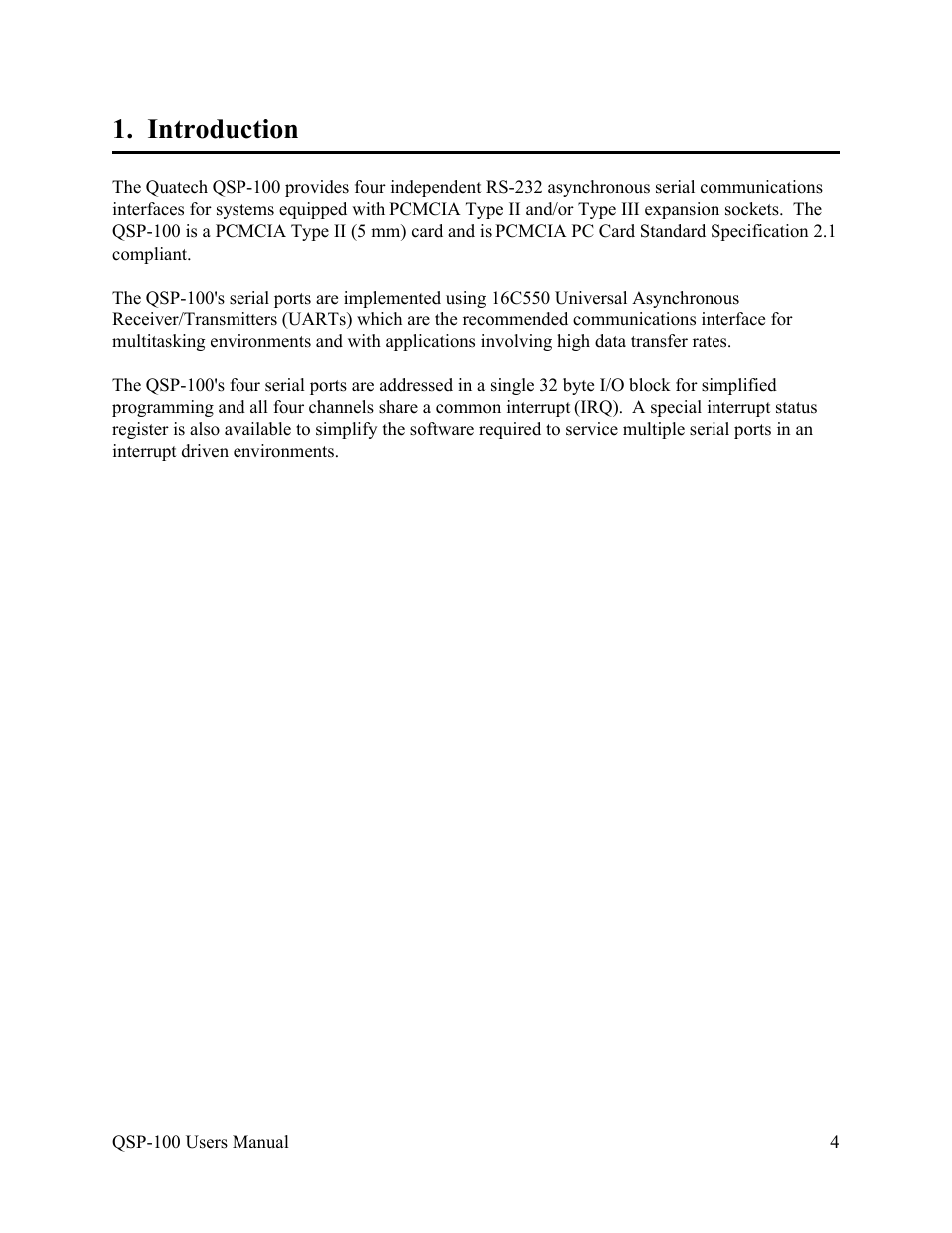 Introduction | Quatech QSP-100 User Manual | Page 7 / 40