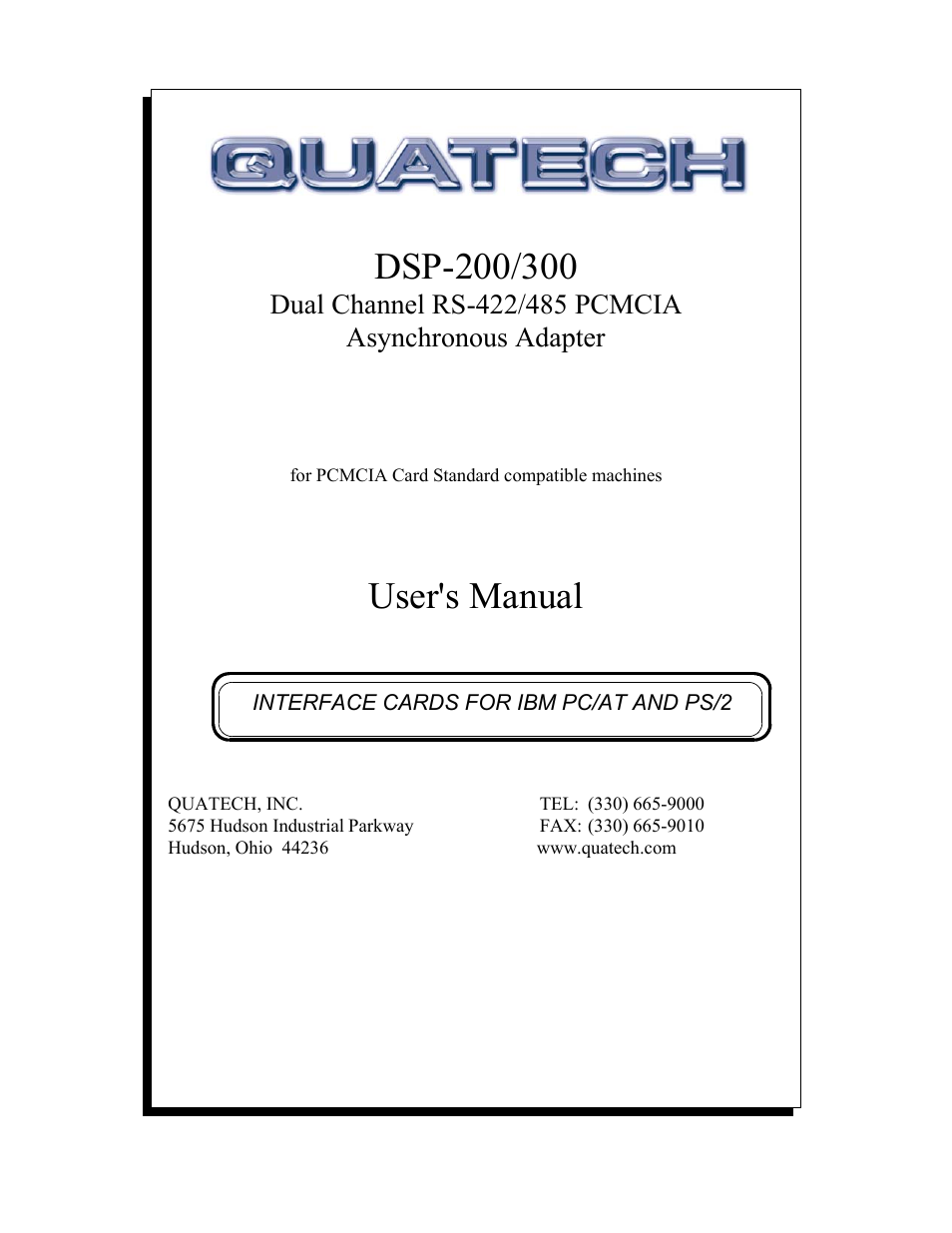 Quatech DSP-200/300 User Manual | 52 pages