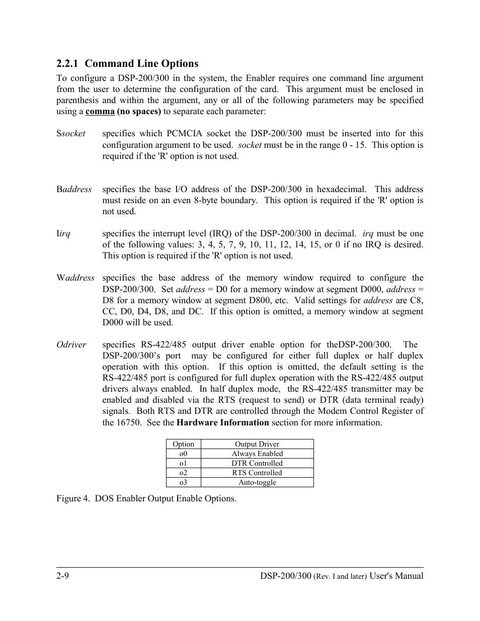 1 command line options | Quatech DSP-200/300 User Manual | Page 14 / 52