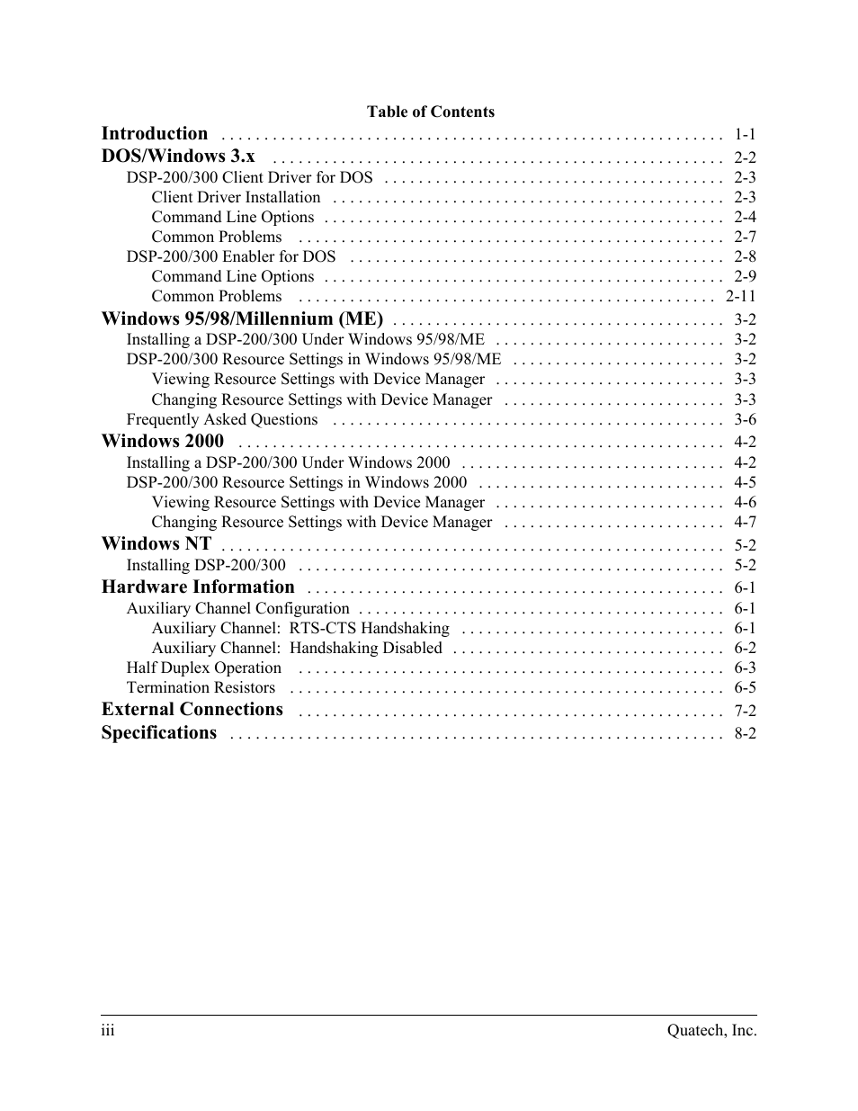 Quatech DSP-200/300 User Manual | Page 4 / 52