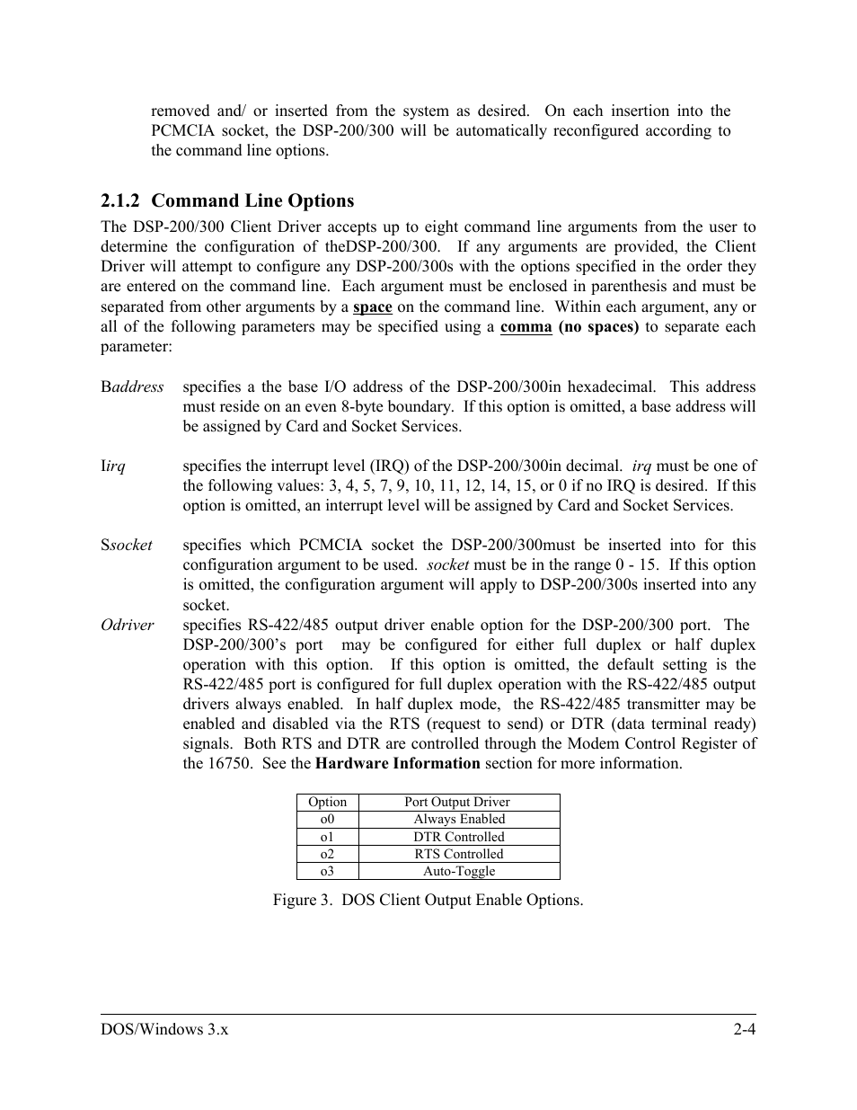 2 command line options | Quatech DSP-200/300 User Manual | Page 9 / 52