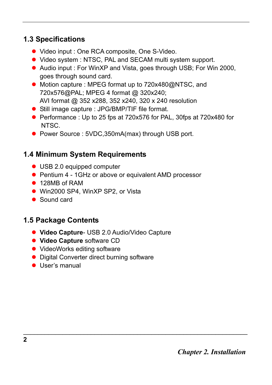 Quatech Audio/Video Capture USB 2.0 User Manual | Page 5 / 17