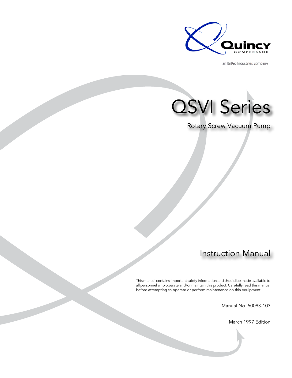 Quincy Compressor 50093-103 User Manual | 76 pages