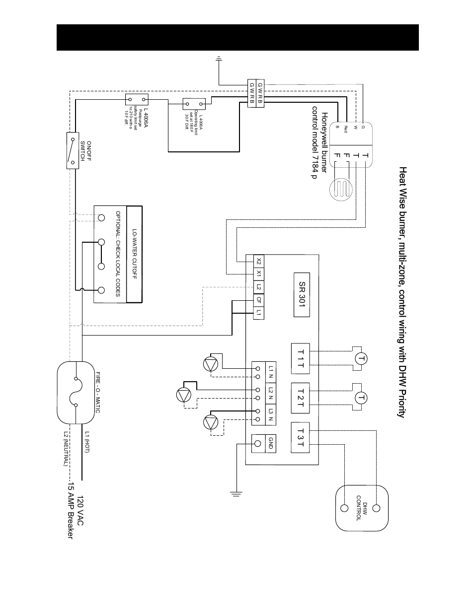 Wiring, Tf f, Hon ey w ell b ur ne r co ntr ol m od el 71 84 p | Quincy Compressor Air Compressor User Manual | Page 20 / 23
